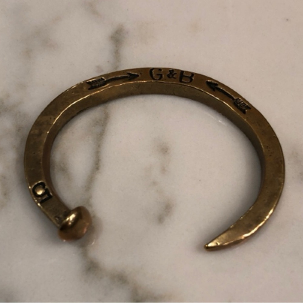 ⛱️🔥Giles & Brother - Antique Brass Railroad Spike Cuff Bracelet - OS